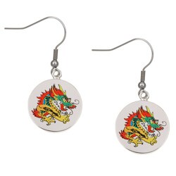 Ed Hardy Silvertone Dragon Drop Earrings