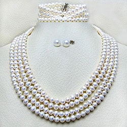Freshwater Pearl 4-row Jewelry Set (6-7 mm)