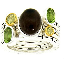 Meredith Leigh Smoky Quartz/ Lemon Quartz/ Peridot 5-piece Stackable Ring