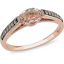 10k Gold Morganite and 1/10ct TDW Diamond Ring
