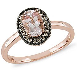 10k Gold Morganite and 1/10ct TDW Brown Diamond Ring