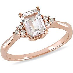 10k Gold Morganite and 1/10ct TDW Diamond Ring (H-I, I2-I3)