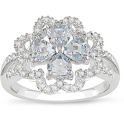 14k Gold Aquamarine and 1/4ct TDW Diamond Ring