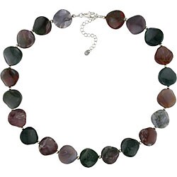 Sterling Silver Multi-color Jasper Disc Necklace