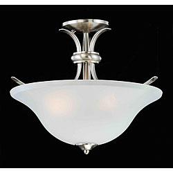 Satin Nickel White Shade 3-light Ceiling Fixture