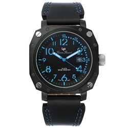 Lucien Piccard Men's Black Leather Strap Watch