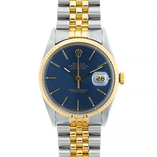 Pre-owned Rolex Datejust Men's Two-tone Blue Dial Watch