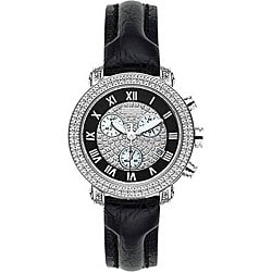 Joe Rodeo Women's Passion Black Leather Strap Diamond Watch