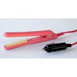 ISO Mini Light Pink 0.5-inch Tourmaline Hair Straightener for Car Use