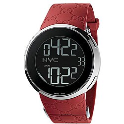 Gucci Men's 114 I Red GG Rubber Digital Watch