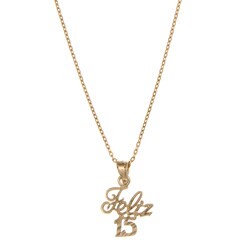 14k Yellow Gold over Sterling Silver 'Quinceanera' Necklace