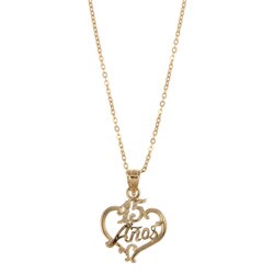 14k Yellow Gold over Silver Quinceanera Heart Necklace