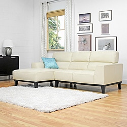Theresa Cream 2-pieces Leather Sectional Sofa