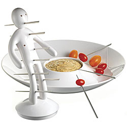 The Ex Skewer Set with Unique White Holder and Tray designed by Raffaele Iannello