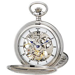 Avalon Imperiale Steel Skeleton Double-cover Pocket Watch