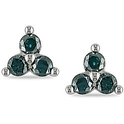 10k White Gold 1/2ct TDW Blue Diamond Earrings (I2-I3)