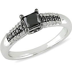 10k Gold 12ct TDW Black and White Diamond Ring H I I2 I3