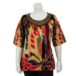 Berek Women's Plus Size 'Monarch Majesty' Printed Blouse plus size tops, plus size shirts, plus size blouses, 