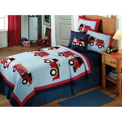 Fire Trucks Quilt Set