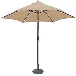 Deluxe Beige 9-foot LED Lighted Patio Umbrella with Stand