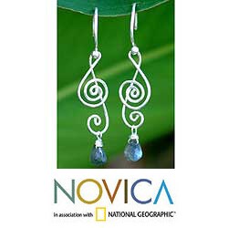 Sterling Silver 'Thai Melody' Labradorite Earrings (Thailand)