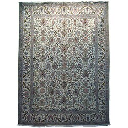 Persian Hand-knotted Ivory Tabriz Rug (9'7 x 13')