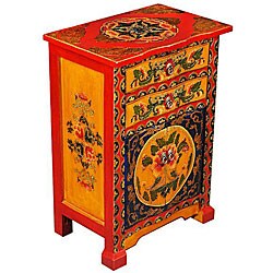 Tibetan Hand-painted Bow-front End Table (China)