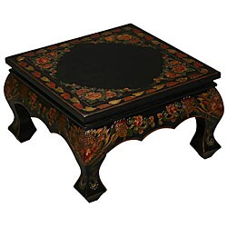 Black Tibetan Hand-painted Accent Coffee Table (China)