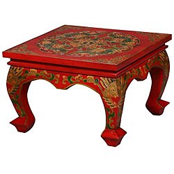 Red Tibetan Dragon Flower Accent/ Coffee Table (China)