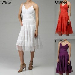 Connected Apparel Women's Eyelet Peasant Dress