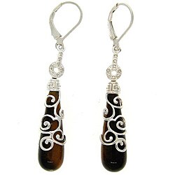 Meredith Leigh Sterling Silver Tiger's Eye and Diamond Earrings