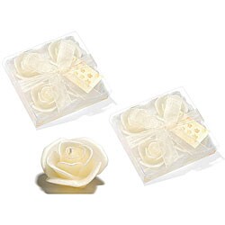 Four Gift-boxed Ivory Floating Rose Candles (Set of 2 Boxes)