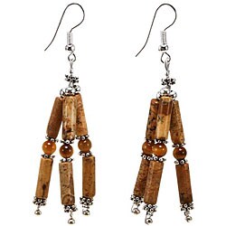 Picture Jasper and Cat's Eye Earrings (Thailand)