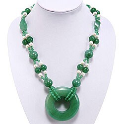 Pearl and Green Aventurine Necklace (China)