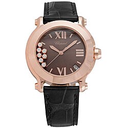 Chopard Women's 'Happy' 18k Rose Gold Diamond Dial Sport Watch