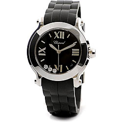 Chopard Women's 'Happy' Diamond Rubber Strap Sport Watch