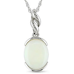 10k White Gold Opal Fashion Necklace