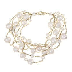 Six-strand White Freshwater Pearl Bracelet (4.5-8 mm)