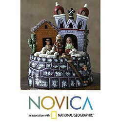 Ceramic 'Bell Tower Christmas' Nativity Scene (Peru)