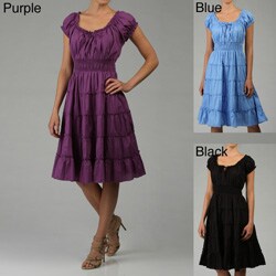 Studio West Women's Short-sleeve Long Peasant Dress