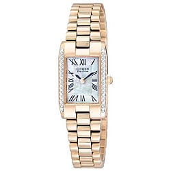 Citizen Women's Rose Gold Stainless Steel Crystal Eco-Drive Watch