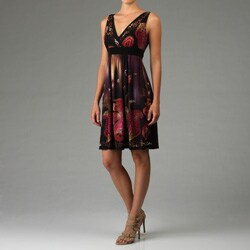 Connected Apparel Women's Border Print ITY Dress