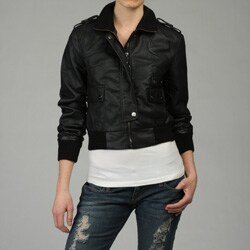 Baby Phat Women's Faux Leather Bomber Jacket