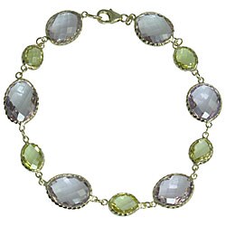 14k Yellow Gold Pink Amethyst and Lemon Quartz Bracelet