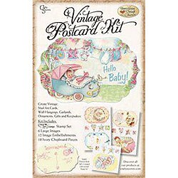 Crafty Secrets 'Baby Girl' Vintage Postcard Kit