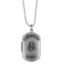 Sterling Essentials Sterling Silver 30-inch Wounded Warrior Project US Navy Dogtag Locket Necklace