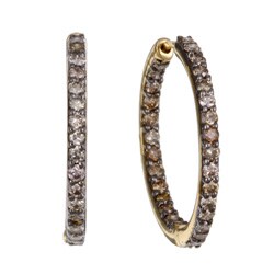 14k Yellow Gold 1ct TDW Brown Diamond Hoop Earrings