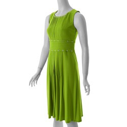 Sangria Women's Rhinestone Sleeveless Pin-tuck Dress