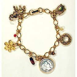 Silver Barber Dime Charm Bracelet