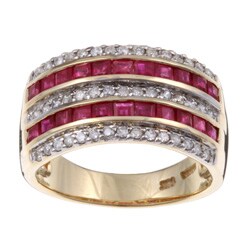 14k Yellow Gold Ruby and 1/3ct TDW Diamond Ring (H-I, I1)